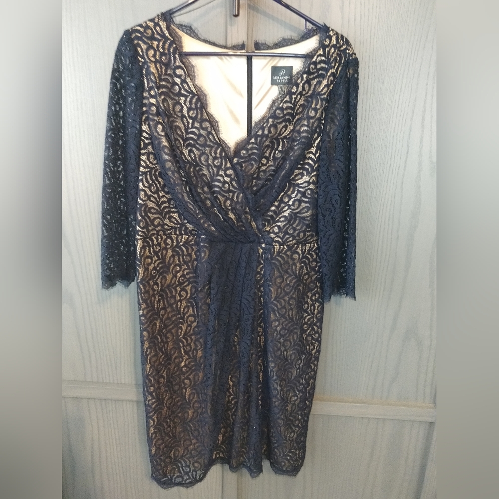 Adriana Pappell lined black lace dress